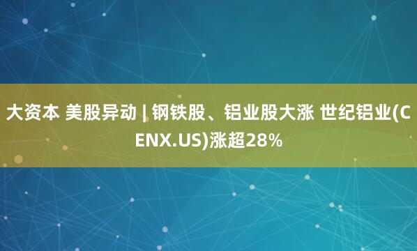 大资本 美股异动 | 钢铁股、铝业股大涨 世纪铝业(CENX.US)涨超28%