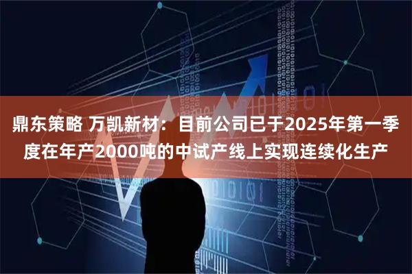 鼎东策略 万凯新材：目前公司已于2025年第一季度在年产2000吨的中试产线上实现连续化生产
