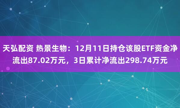 天弘配资 热景生物:12月11日持仓该股ETF资金净流出87.02万元,3日累计净流出298.74万元