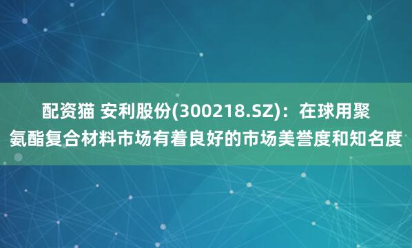 配资猫 安利股份(300218.SZ)：在球用聚氨酯复合材料市场有着良好的市场美誉度和知名度